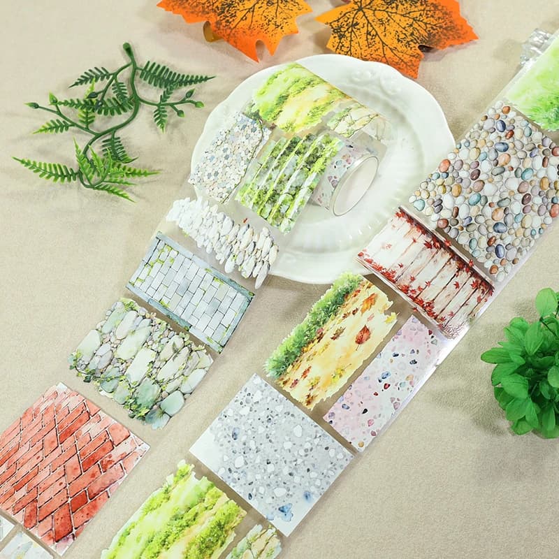 Ruban PET 70mm*200cm Motif Route en Pierre Vintage, Matériel Créatif DIY pour Journal, Collage, Scrapbooking, Papeterie