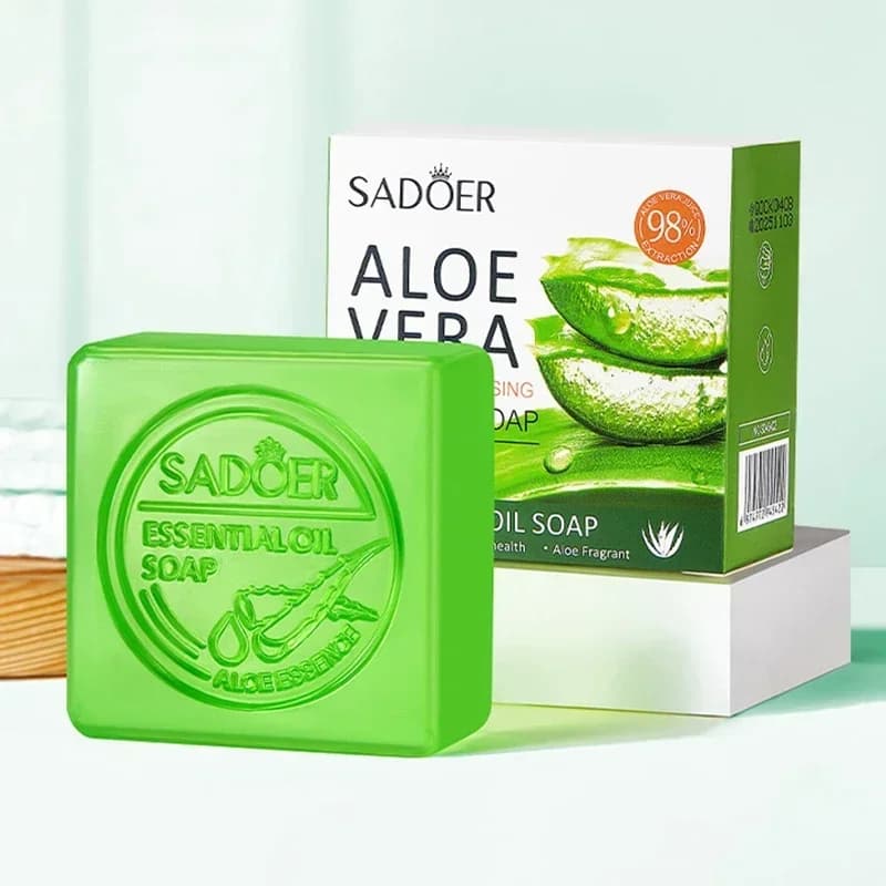 Savon facial à l'aloe vera Sadoer, mousse nettoyante pour le visage, nettoyant facial hydratant, raffermissant, hydratant, contrôle du sébum, savon artisanal pour le bain du corps