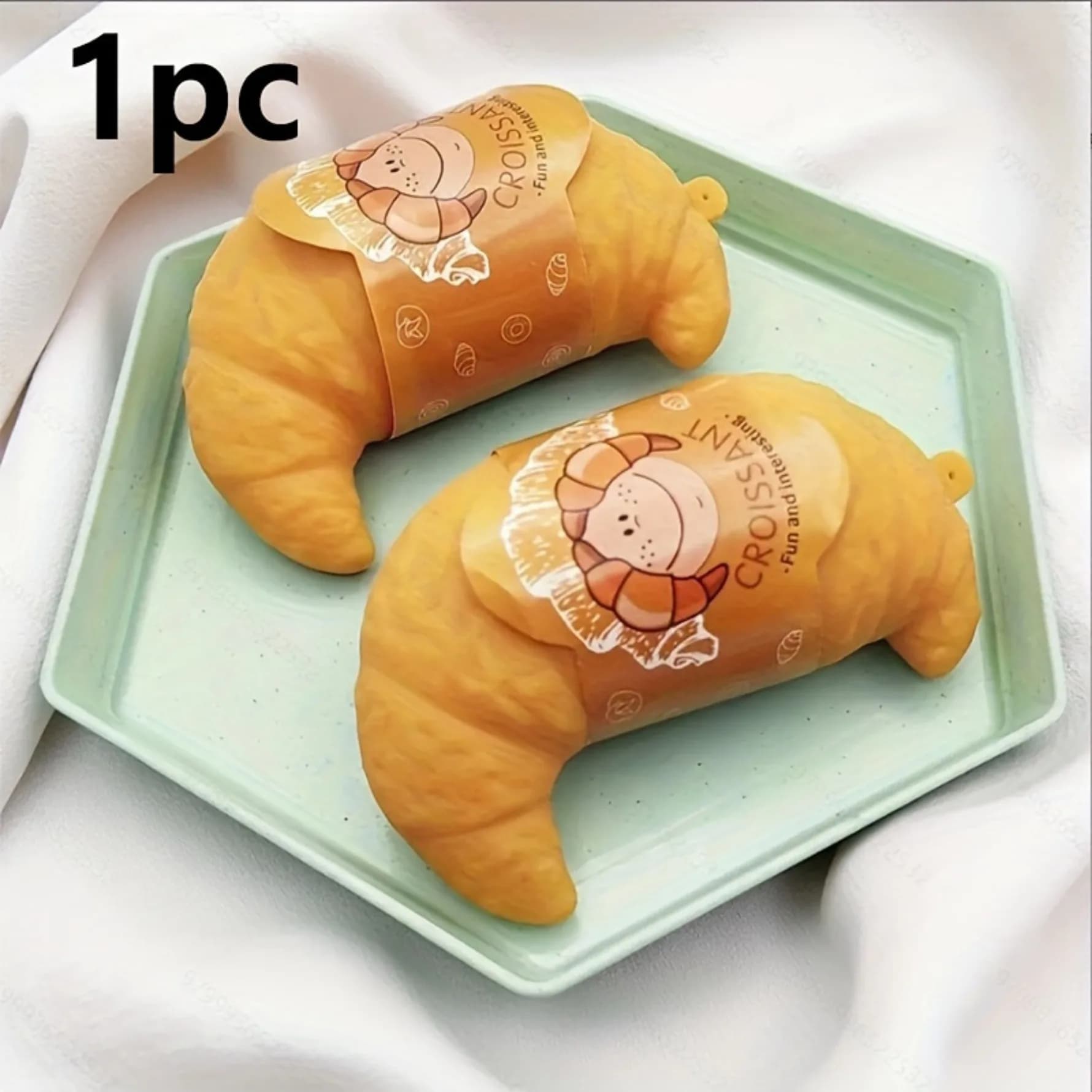 Jouet Squishy Croissant Réaliste à Remontée Lente, Anti-Stress en Forme de Pain Moelleux pour Bureau