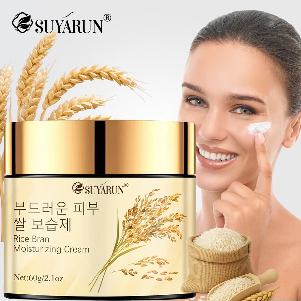 SUYARUN crème hydratante pour le visage à l'extrait de riz coréen 24H humidité - soin nourrissant éclaircissant pour peaux sèches et sensibles tous types