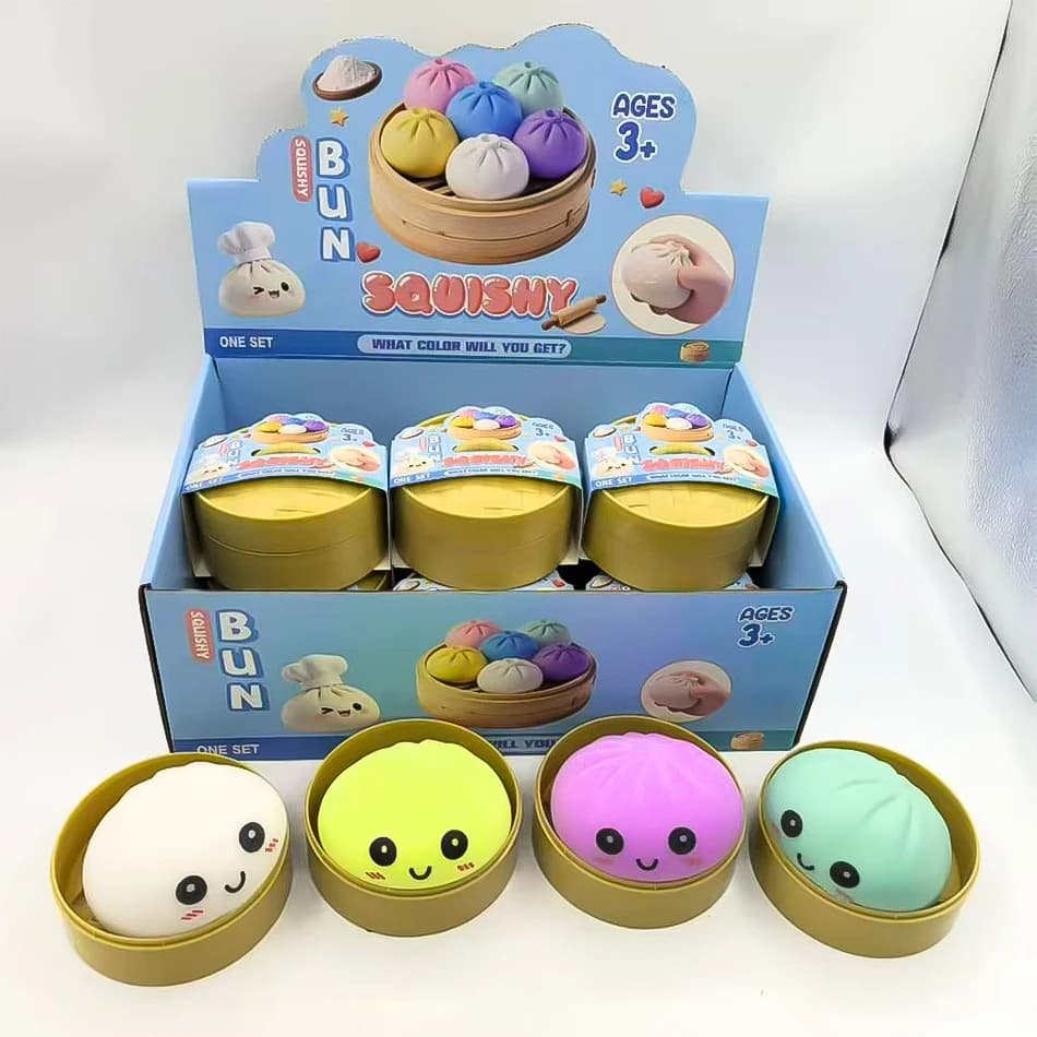 Boîte mystère : Jouet anti-stress coloré en forme de dumpling simulé