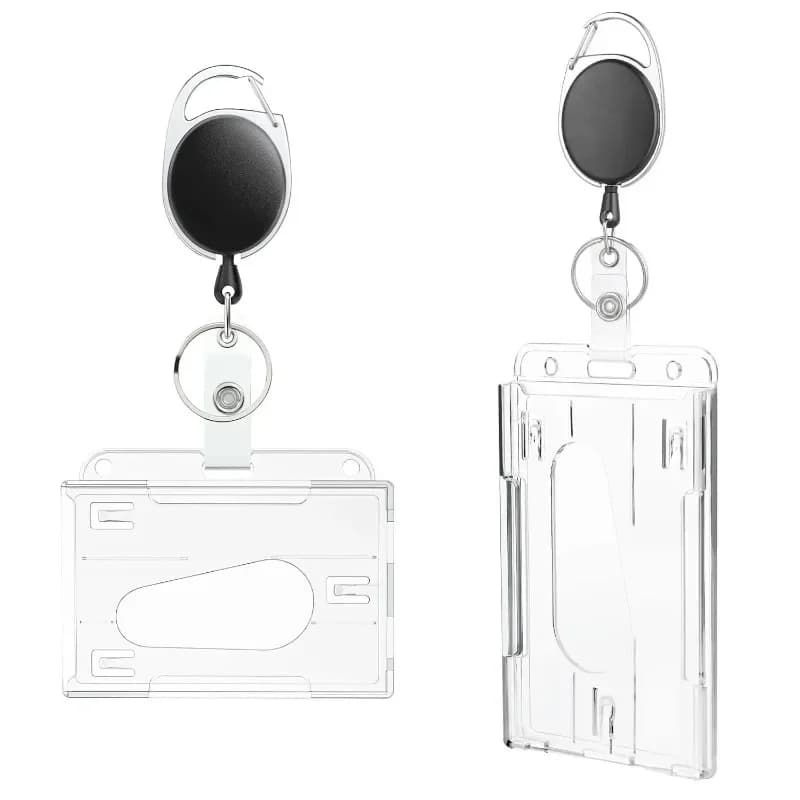Fentes pour cartes transparentes, porte-Badge pour étiquette d'identification, avec bobine de Badge, organisateur de rangement pour cartes, étui pour cartes de travail pour passe des employés