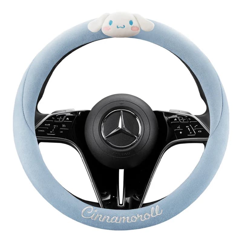 Housse de protection pour volant de voiture Sanrio authentique Kawaii, Cinnamoroll, antidérapante, résistante à l'usure, absorbant la transpiration, décoration de voiture