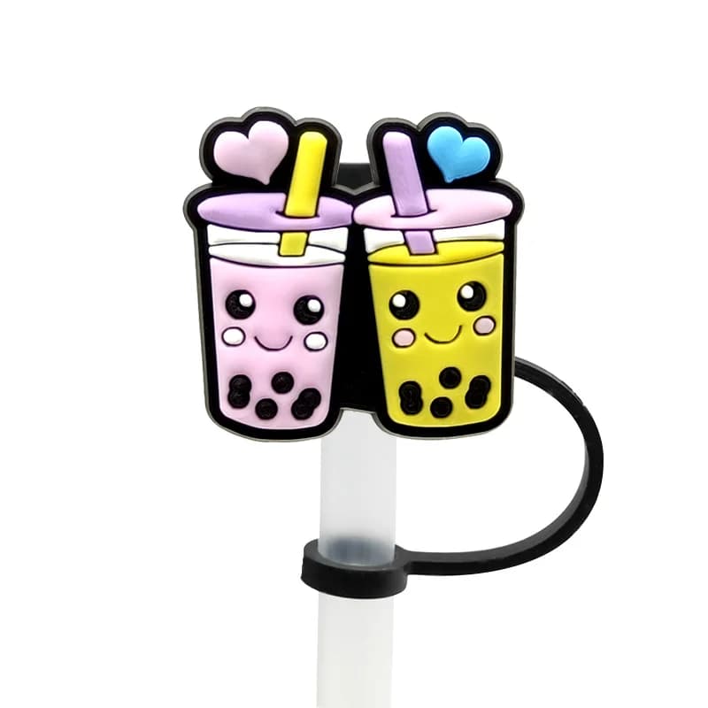 1-30 pièces 8MM fromage Sushi paille couvre capuchon, mignon Snack Silicone paille Topper tasse accessoires, Hamburger café paille couvre