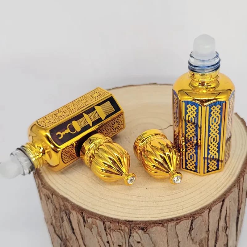 10/30/50pcs vide 12ml bouteille à bille bouteilles de parfum verre coloré bouteille d'huile Attar bouteille d'huile essentielle avec rouleau/bâton