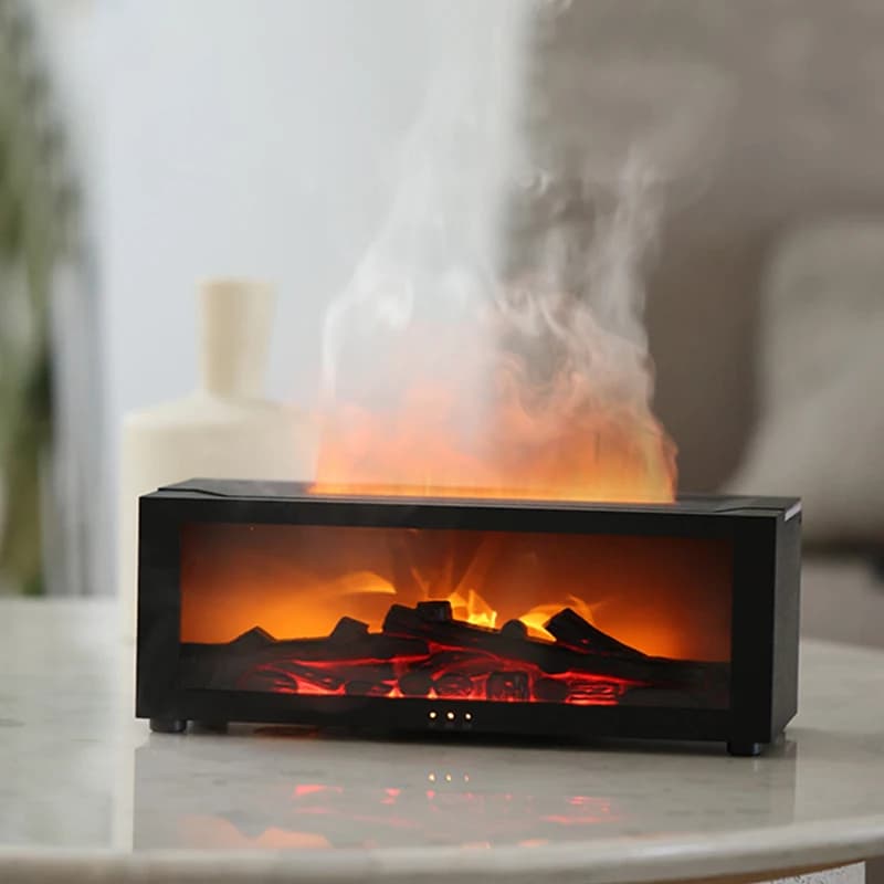 Diffuseur d'arôme de cheminée, humidificateur de flamme créatif, Protection d'arrêt automatique sans eau avec télécommande et veilleuse de cheminée réaliste