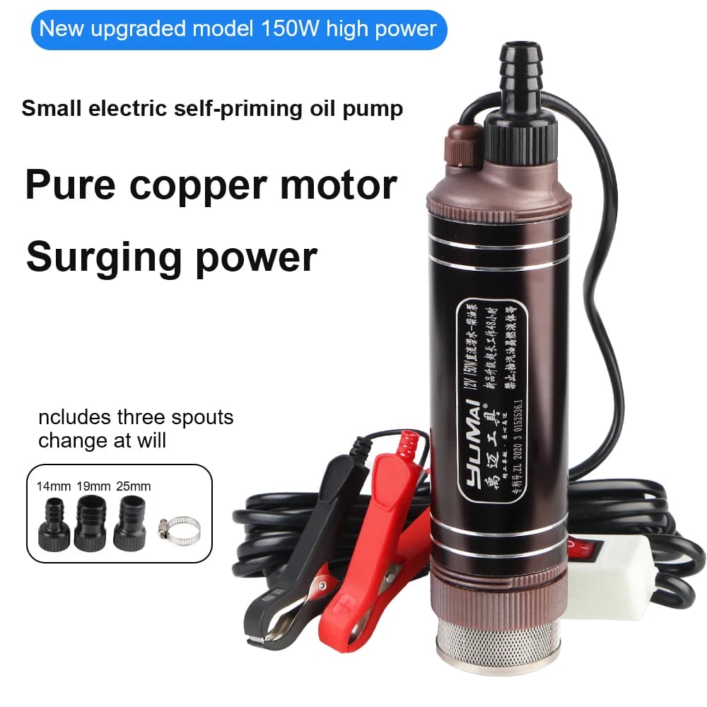 Pompe à huile auto-amorçante haute puissance pour pomper l'huile Diesel eau Submersible 45L/min Mini coque en alliage d'aluminium transfert de carburant 12V