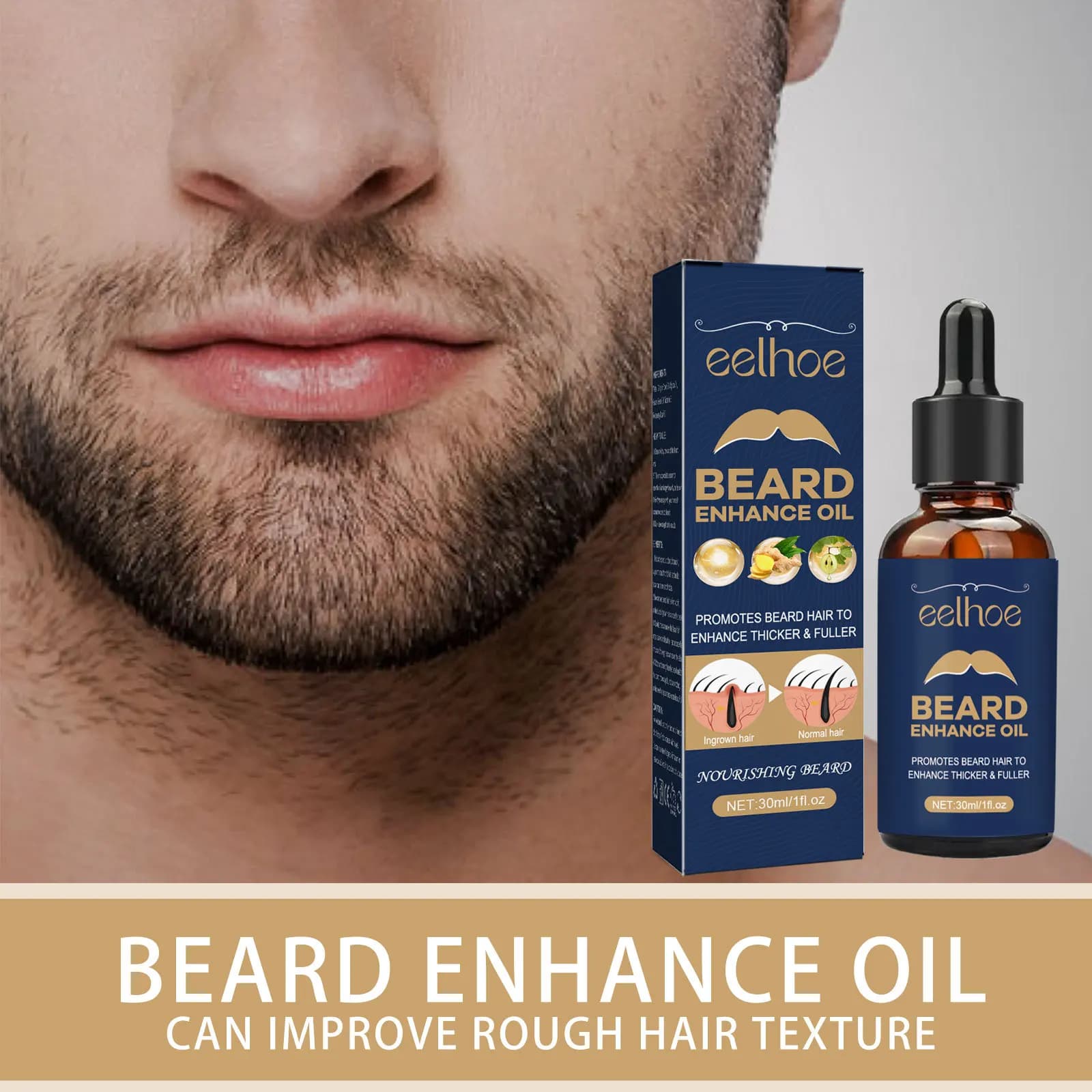 Huile de croissance de barbe pour hommes, produits de croissance des cheveux, épaississant, nourrissant, traitement de toilettage, soins de la barbe