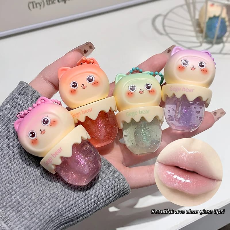 Gege Bear – huile pour les lèvres à l'extrait de fruit sucré, hydratant longue durée, nourrissant, superposition incolore, maquillage léger, sans maquillage, baume pour les lèvres, Non collant, Non gr