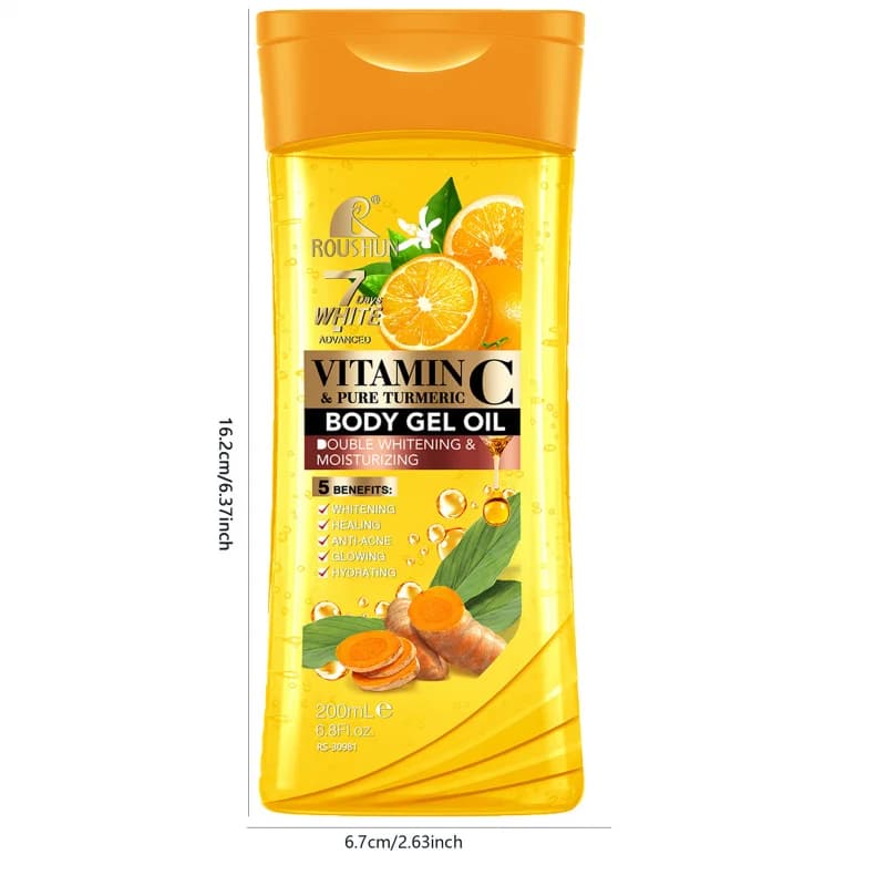 200ML VITAMINE C PURE TURMERIC Huile corporelle Hydratante Huile essentielle Huile corporelle Unisexe Huile de soin corporel complète, Huile corporelle hydratante