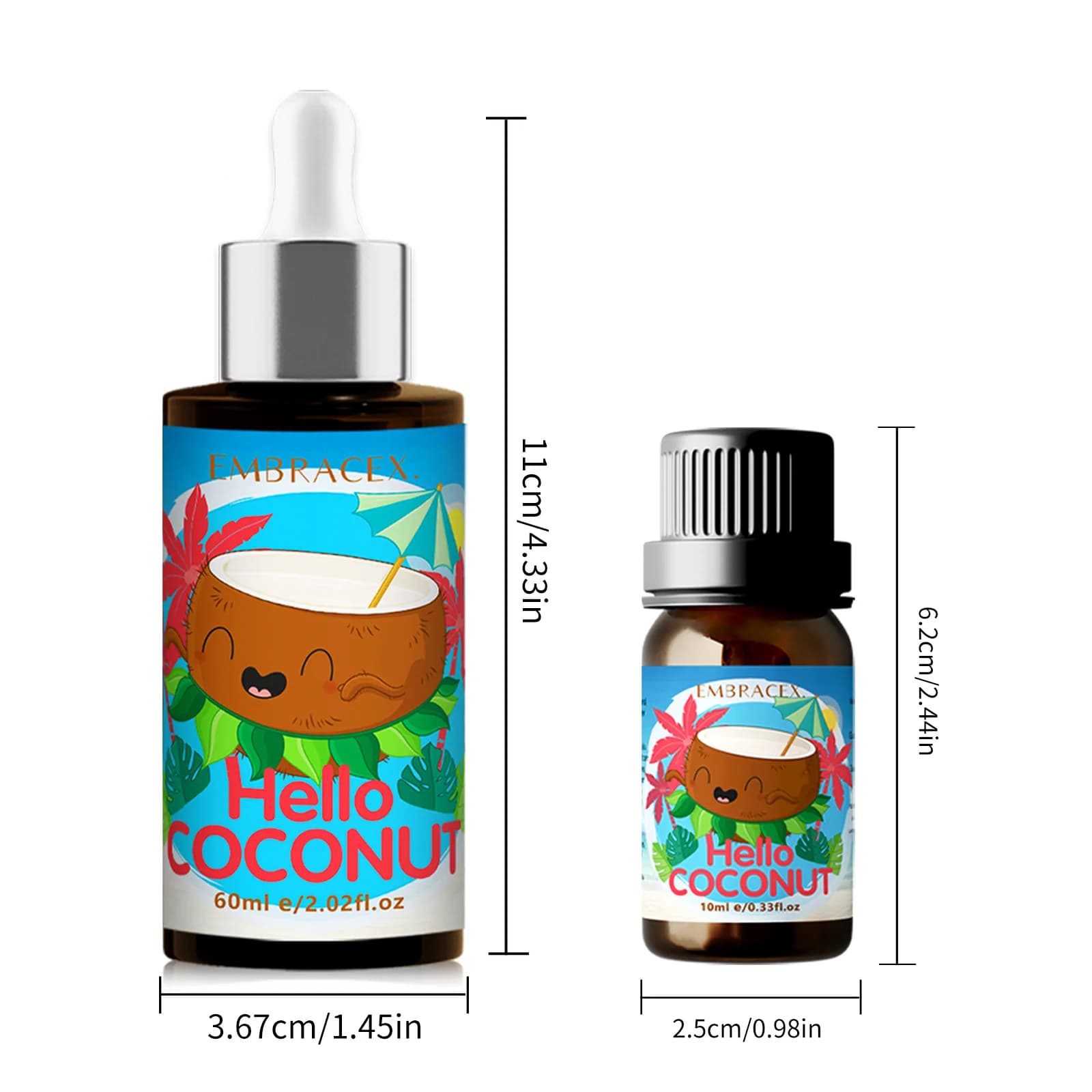 Huile de coco 10ml 60ml, Huiles essentielles de coco, Bougies longue durée pour la fabrication de bougies, Parfum d'été, Cadeau