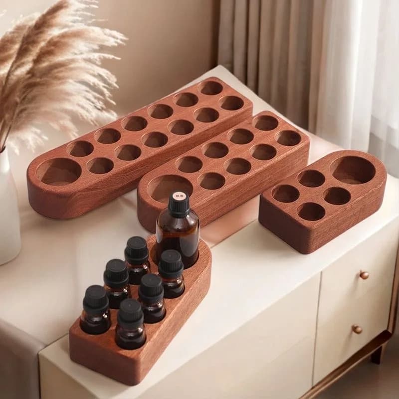 Support de stockage d'huiles essentielles en bois, support d'aromathérapie pour huiles essentielles, cosmétiques, rouge à lèvres, étagère murale, décoration de la maison
