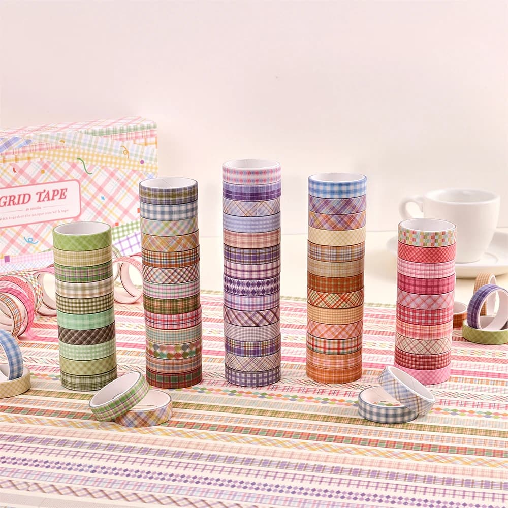 60 rouleaux de rubans Washi Vintage, ensemble de rubans de masquage décoratifs à rayures colorées pour bricolage, artisanat, journal, Scrapbooking