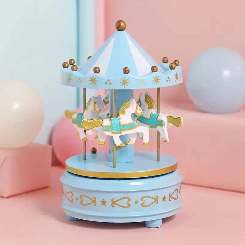 Carrousel de luxe, boîte à musique, 4 chevaux, Rotation rotative, jouets romantiques de luxe, travail manuel, boîte à musique, cadeaux, 1 pièce