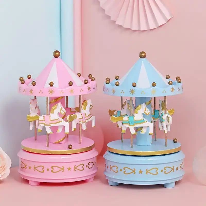 Carrousel de luxe, boîte à musique, 4 chevaux, Rotation rotative, jouets romantiques de luxe, travail manuel, boîte à musique, cadeaux, 1 pièce