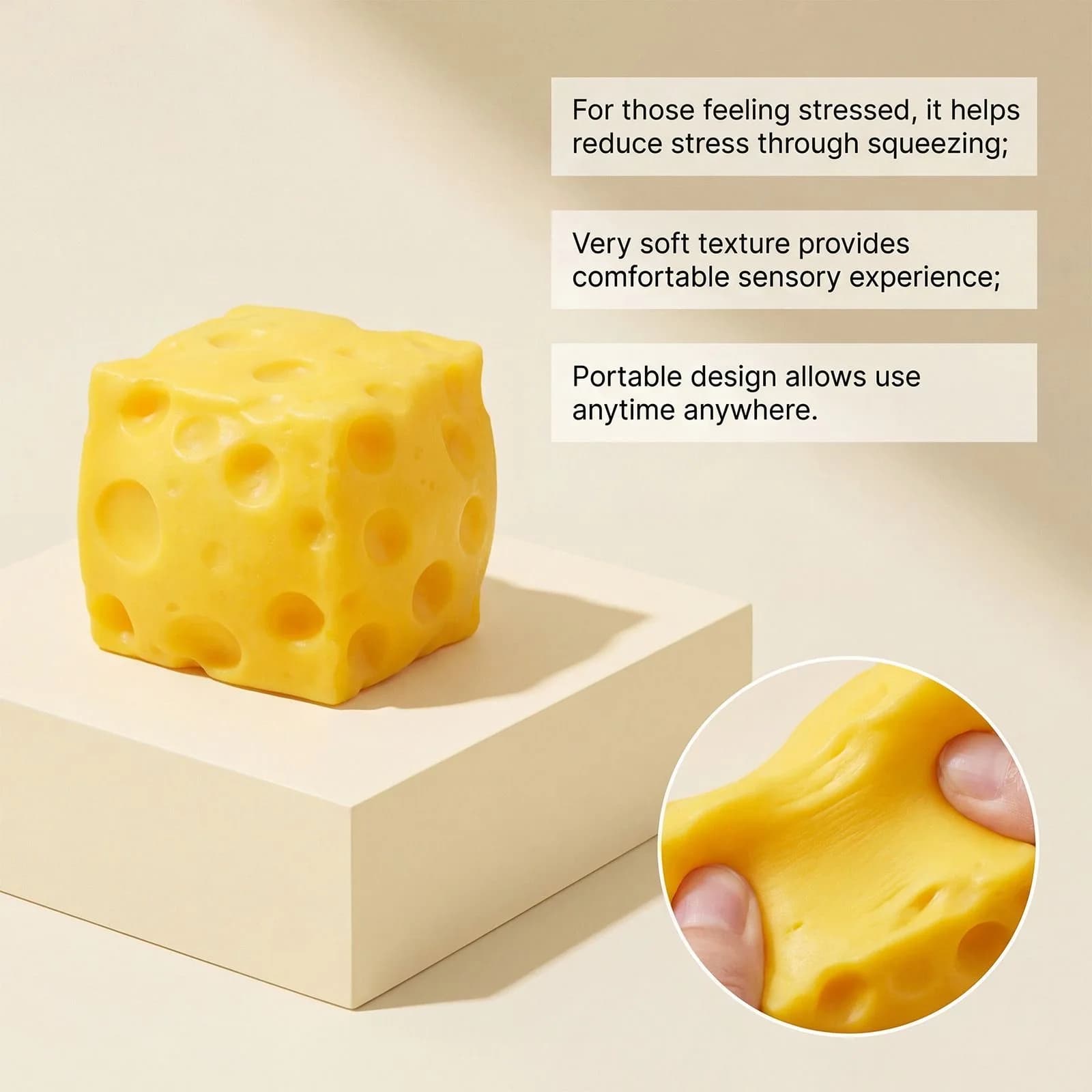 Jouet géant en forme de fromage à presser