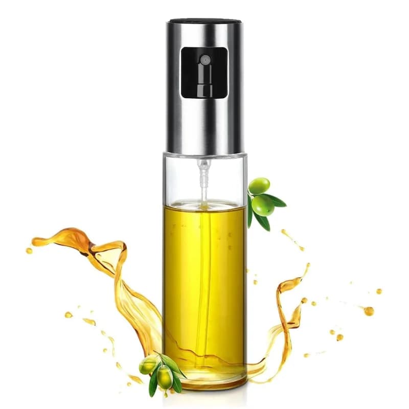 Pulvérisateur d'huile 100 ml - Acier inoxydable et verre, résistant aux chutes, distributeur d'huile avec accessoires, pour salade, vinaigre - Friteuse à air