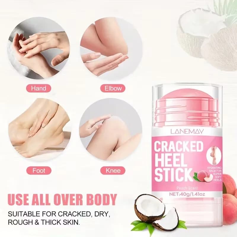Baume hydratant nourrissant pour les pieds au pêche, 40g, hydrate et répare les pieds secs et craquelés avec huile de noix de coco, adoucissant les talons rugueux et