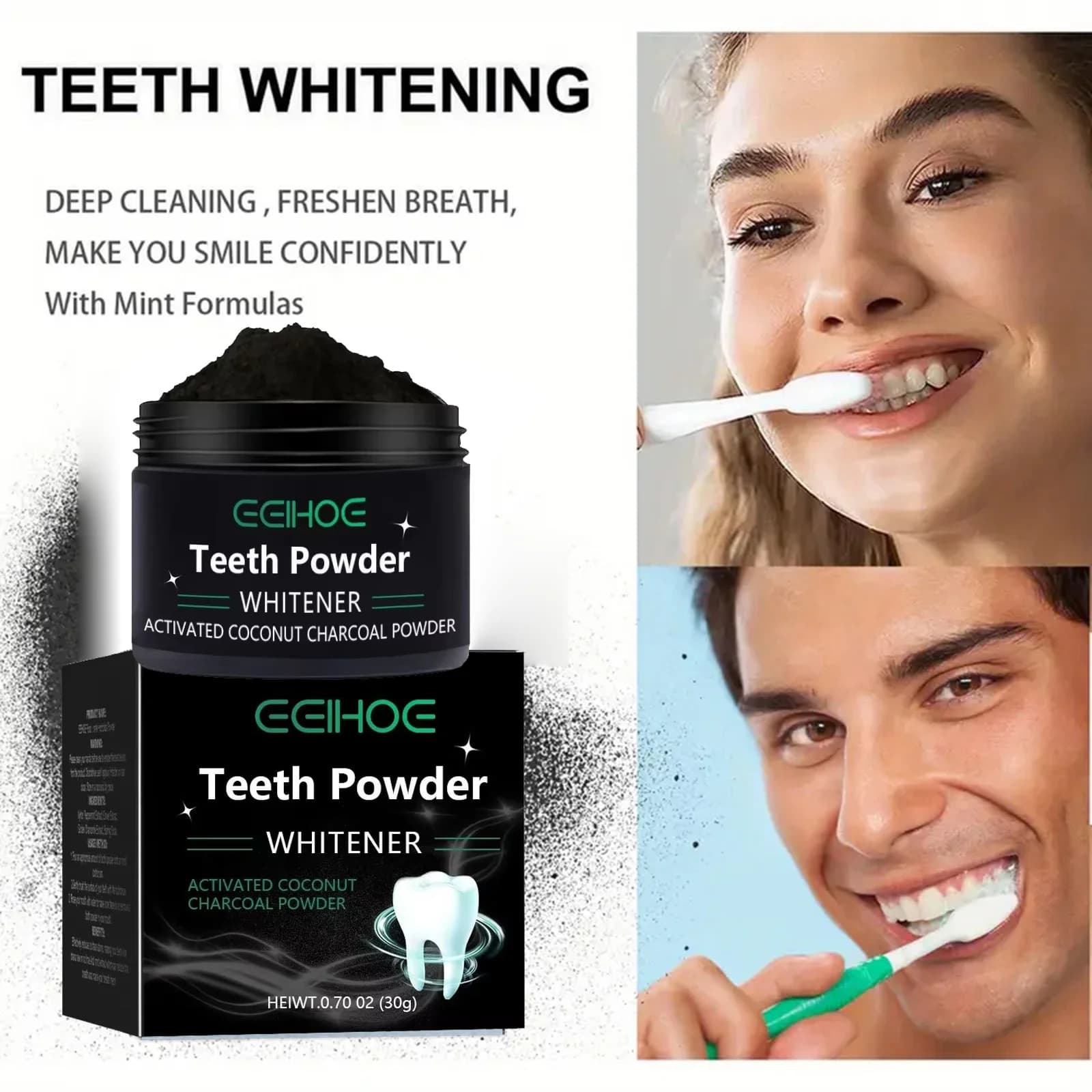 Poudre de blanchiment des dents – Blanchiment naturel et nettoyage en profondeur pour hommes et femmes, dentifrice quotidien à haleine fraîche