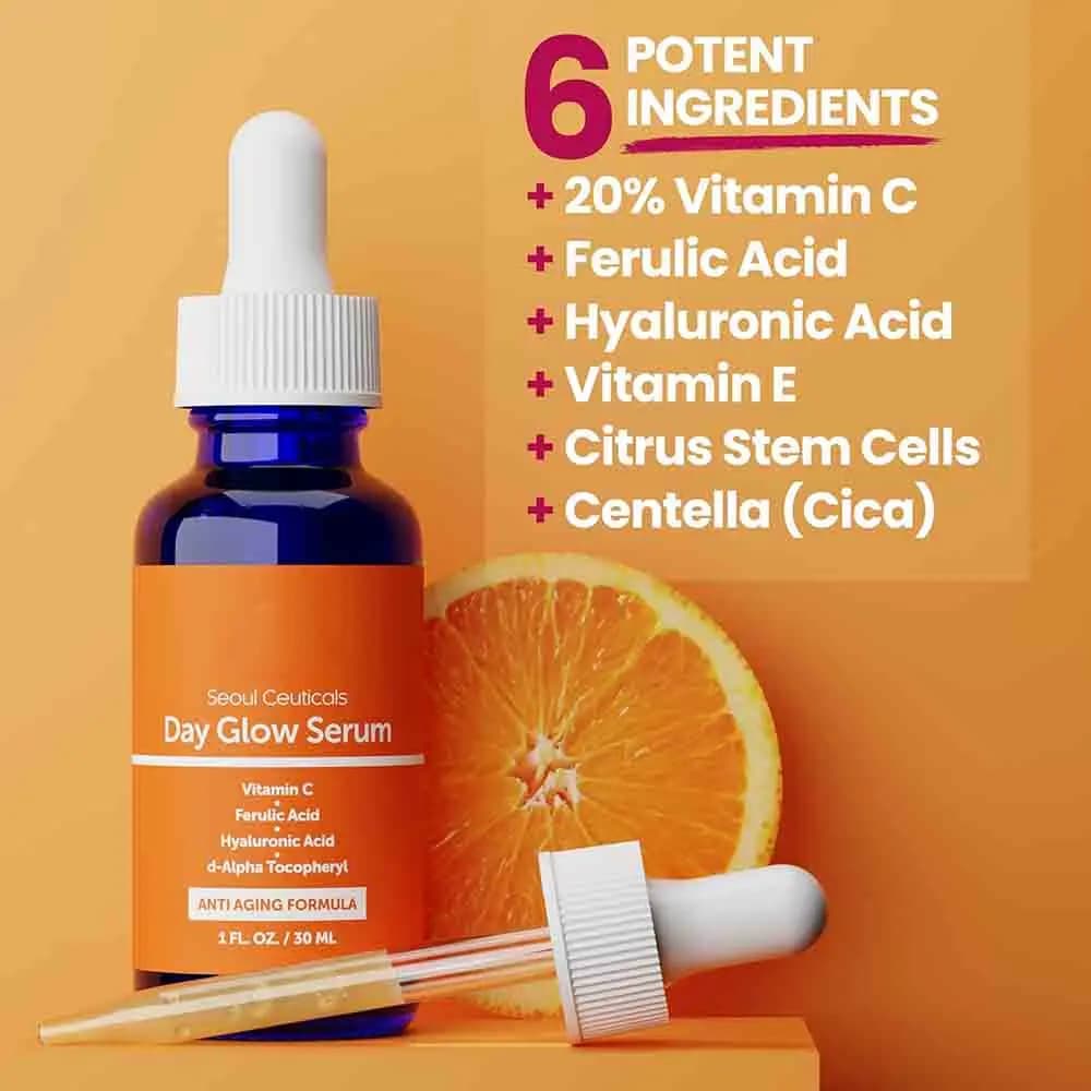 Sérum à 20% de vitamine C et acide hyaluronique férulique, soin pour la peau, anti-âge, anti-déformable, éclaircissant, pour les taches foncées