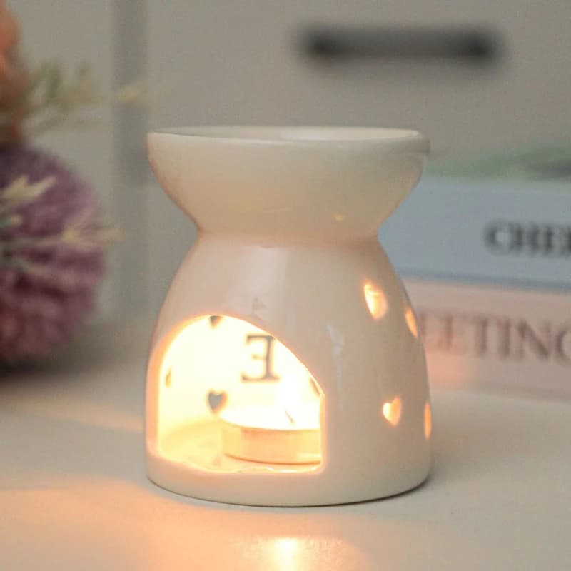 Brûleur d'encens en céramique blanche, bougie d'huile essentielle, diffuseur d'aromathérapie, poêle chauffant creux, décoration de maison du moyen-orient, ornement