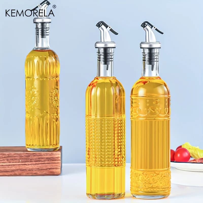 Bouteille distributrice d'huile en verre Vintage