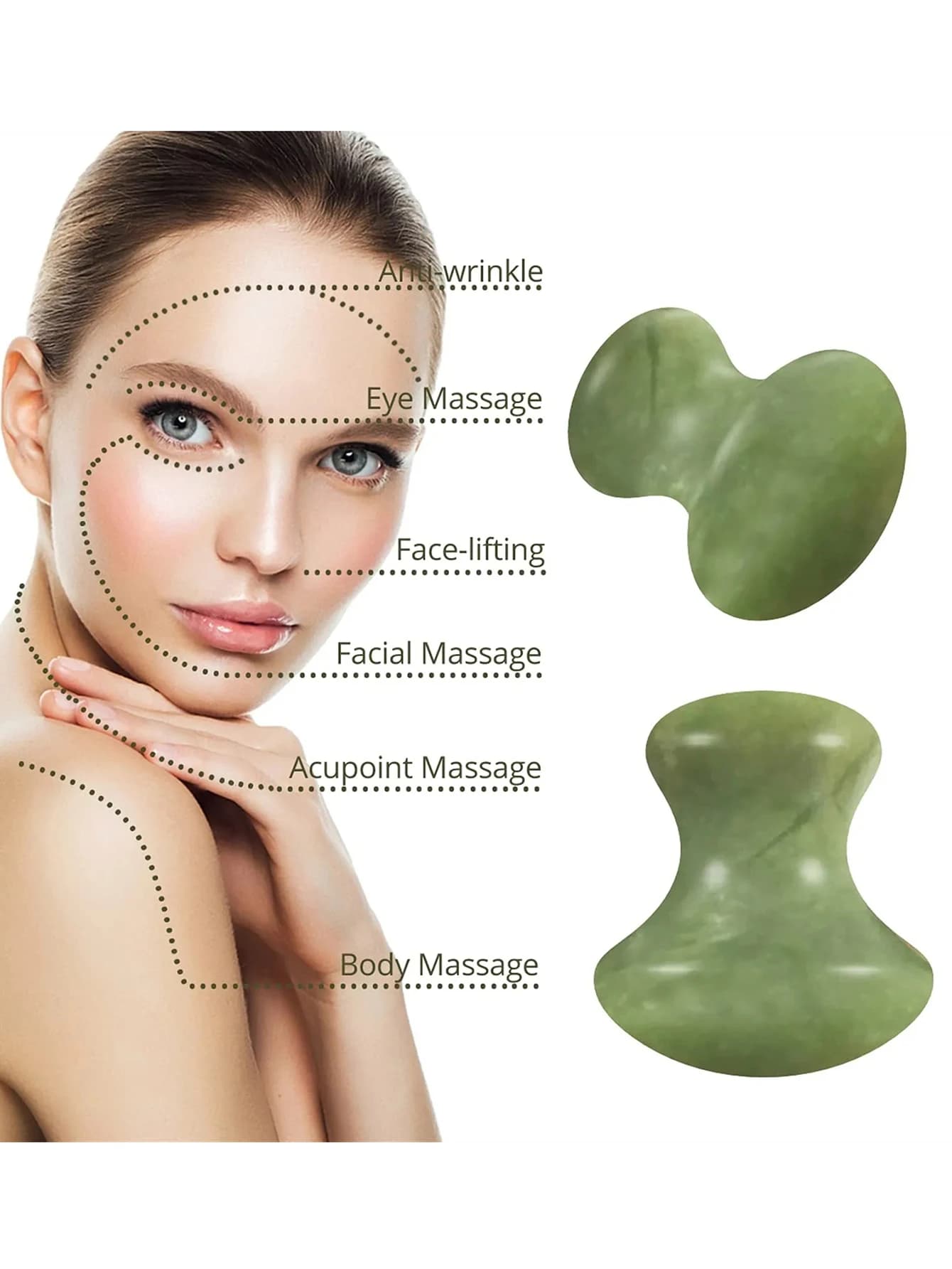 1 pièces naturel vert Quartz pierre masseur visage rouleau beauté champignon forme Massage yeux cou soin minceur santé beauté outils