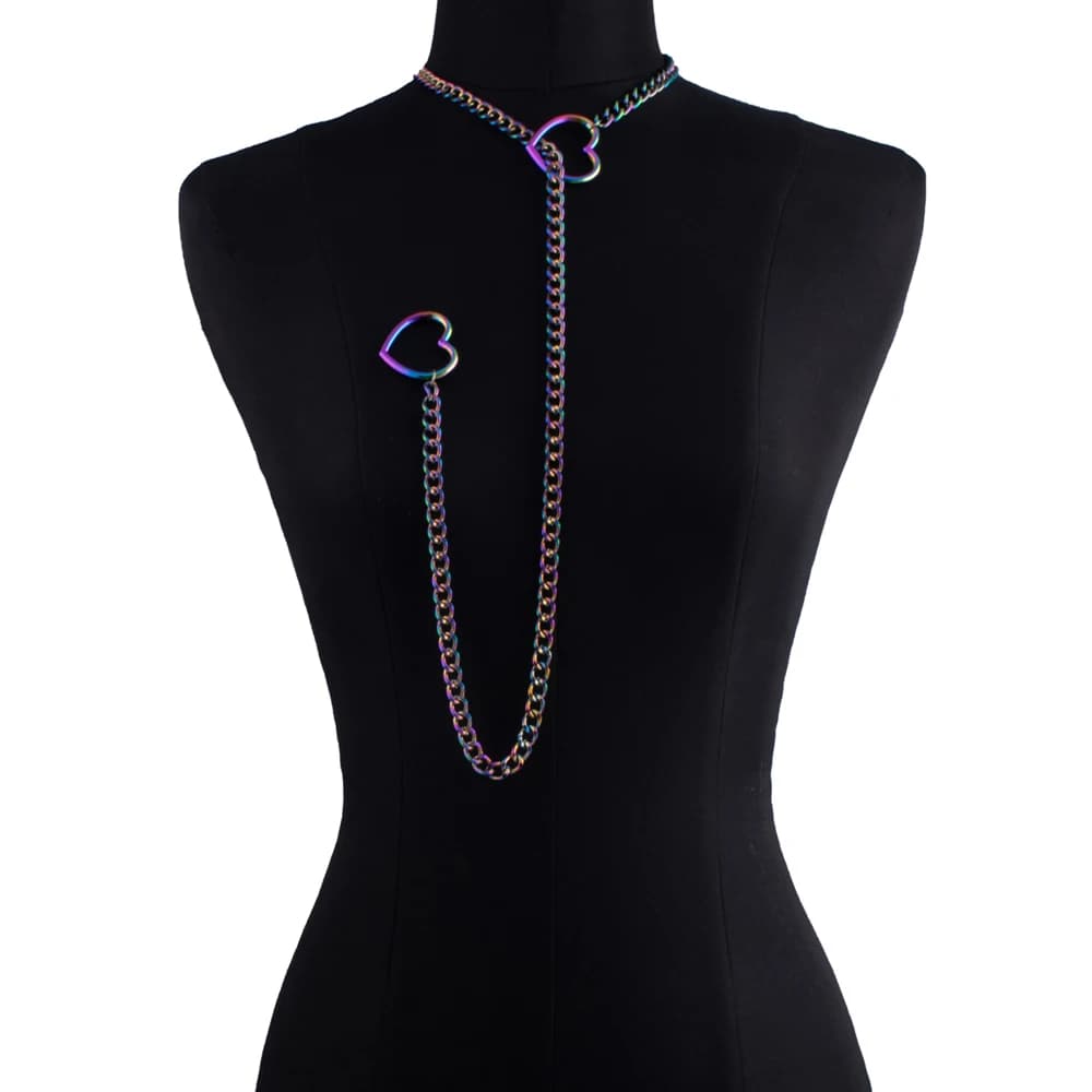Collier chaîne en forme de cœur pour femmes, style punk rock, collier ras du cou, bijoux pour couples, accessoires cadeaux