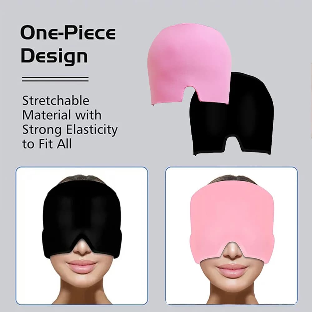 Casque de thérapie par compresse de gel rafraîchissant pour soulager les maux de tête, avec masque oculaire, pour soulager le stress, la tension, la pression et la douleur