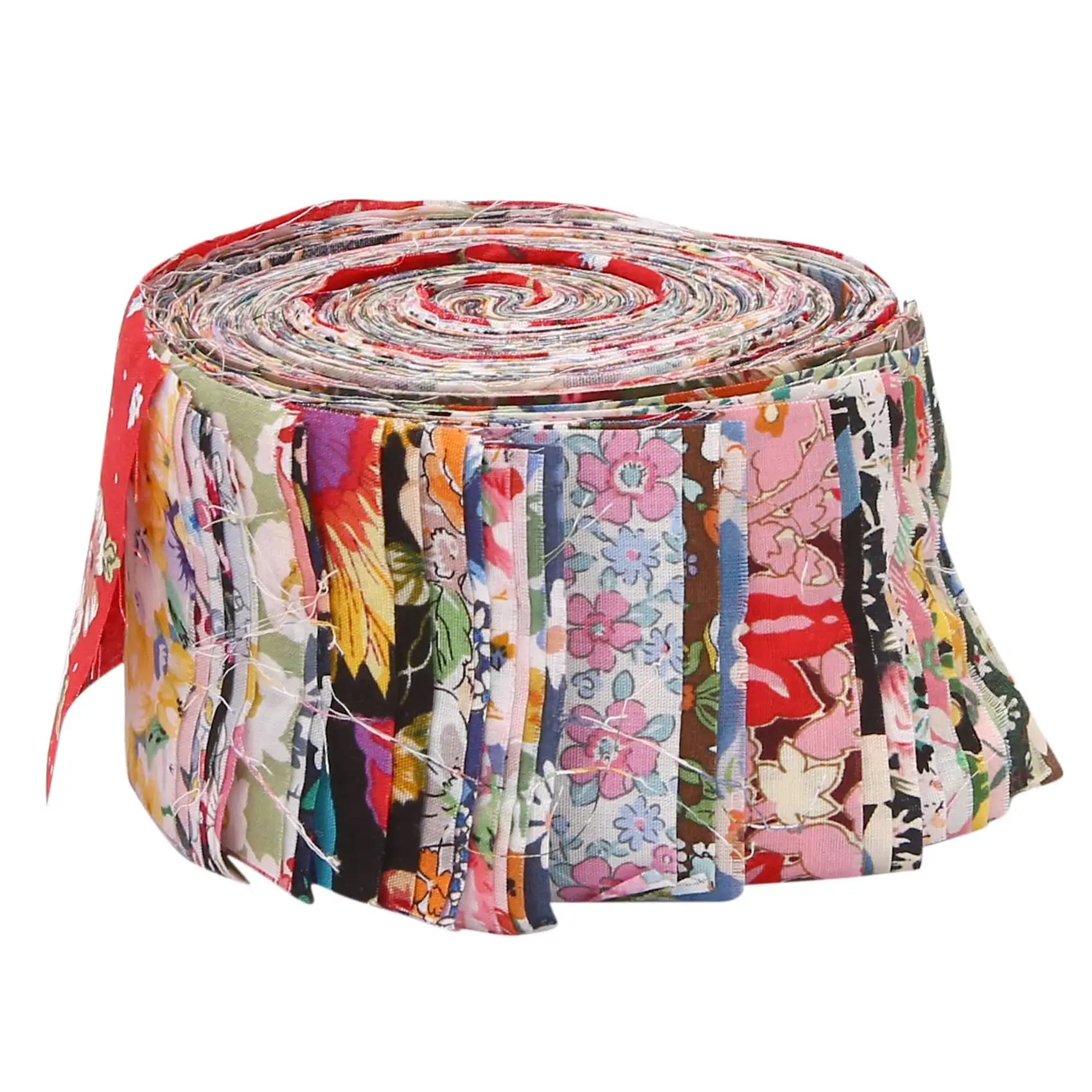 Just- Bandes en tissu rouleau de tissu gelée, bandes matelassées en tissu, patchwork prédécoupé de fleurs enroulables avec motifs assortis