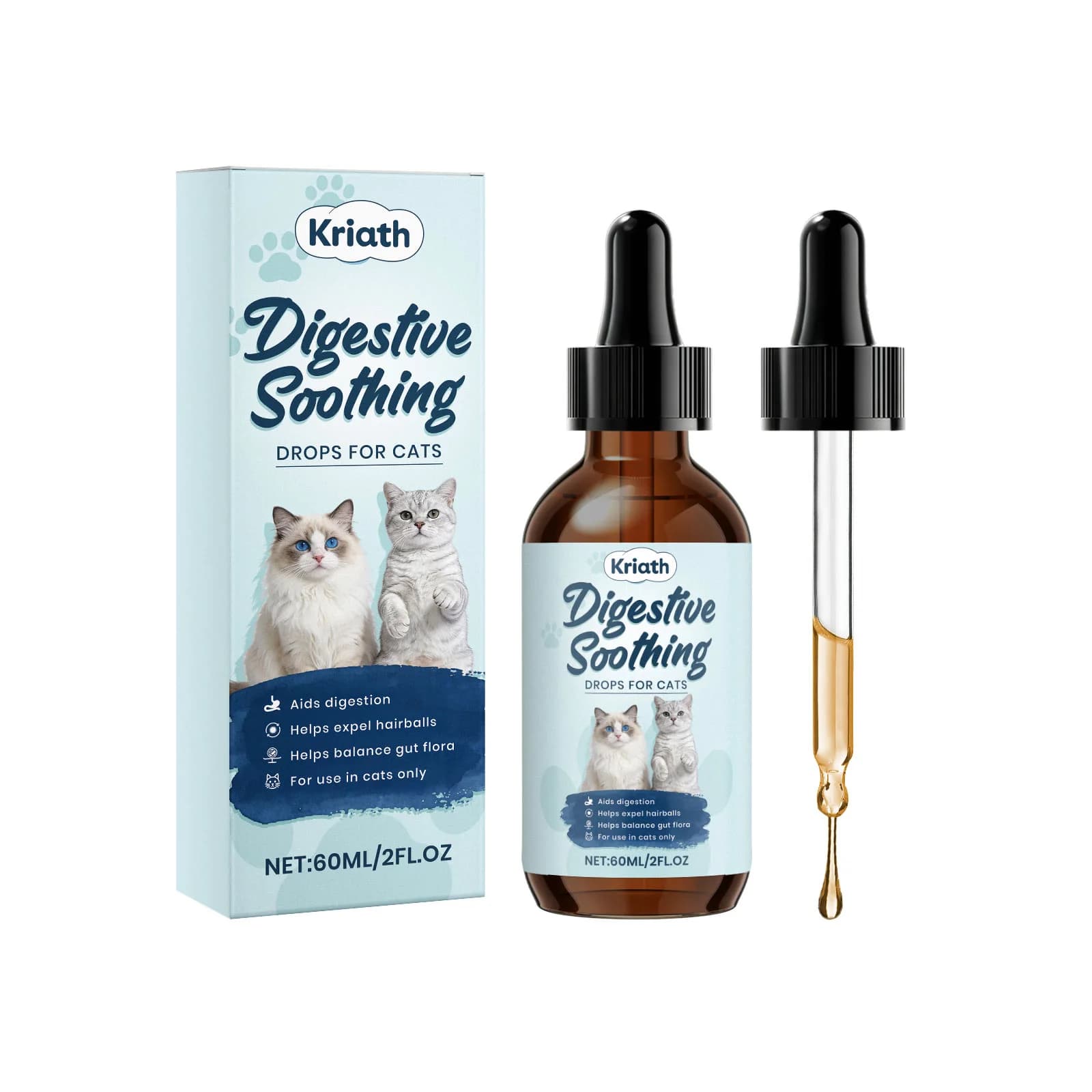 Gouttes apaisantes pour la digestion des chats, réduisent les urinations fréquentes, stimulent l'absorption des nutriments, pour les chats à stomac sensible, soin digestif liquide pour chats