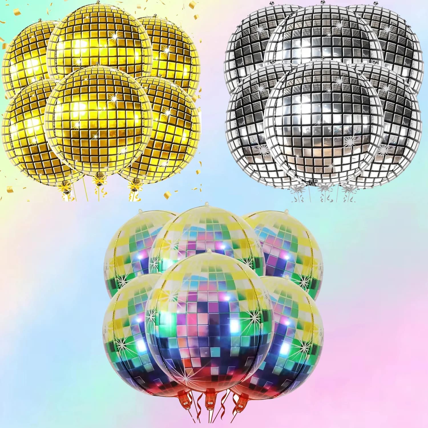 Ensemble de ballons en aluminium 4D pour fête de danse disco, décoration d'ambiance, 22 pouces, 6 ensembles