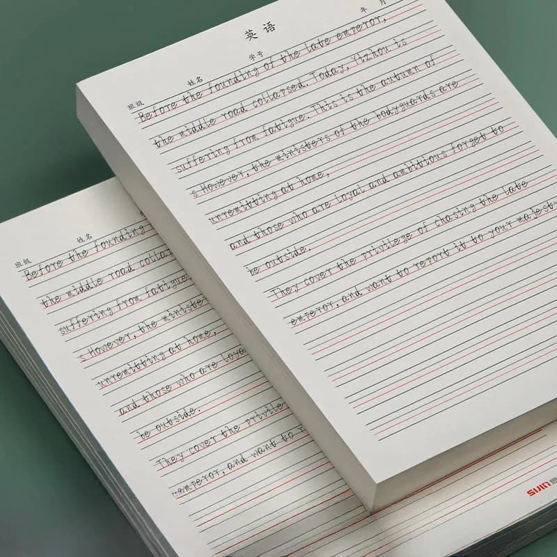 Livre de pratique en anglais, 50 feuilles, grille fine à quatre lignes, Page intérieure vierge, cahier d'exercices d'écriture, devoirs, papeterie scolaire