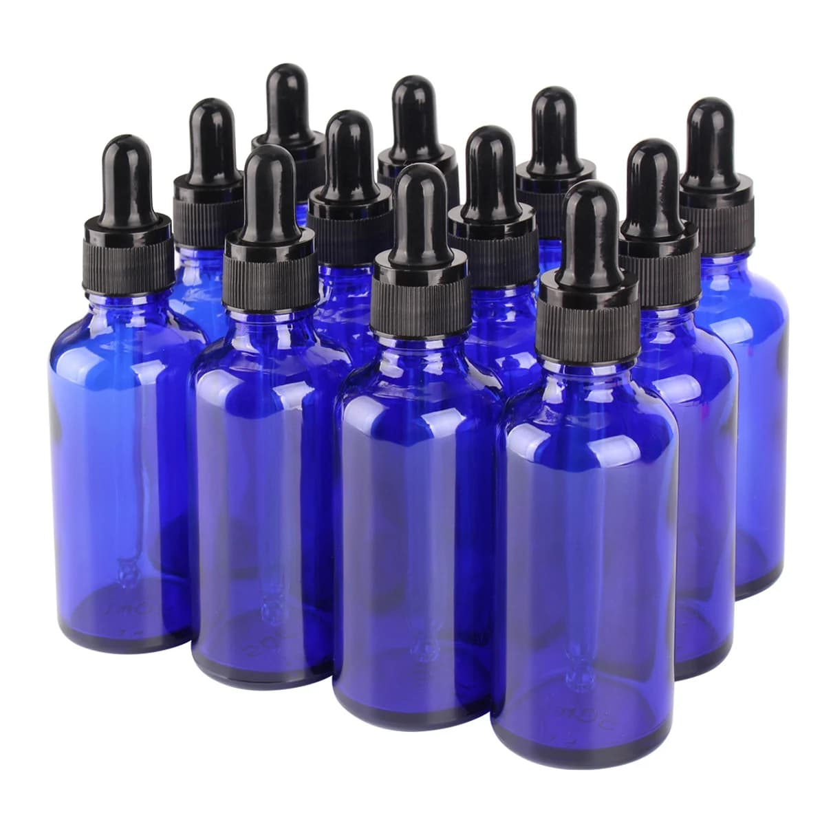 6/12/24 pièces 5 ml 10 ml 15 20 ml 30 ml 50 ml 100 ml flacons compte-gouttes en verre bleu avec Pipettes pour bouteille rechargeable de parfum d'huile essentielle