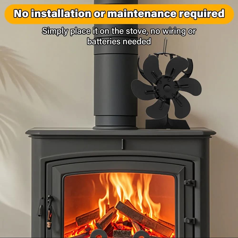 Ventilateur de poêle à chaleur à 6 pales