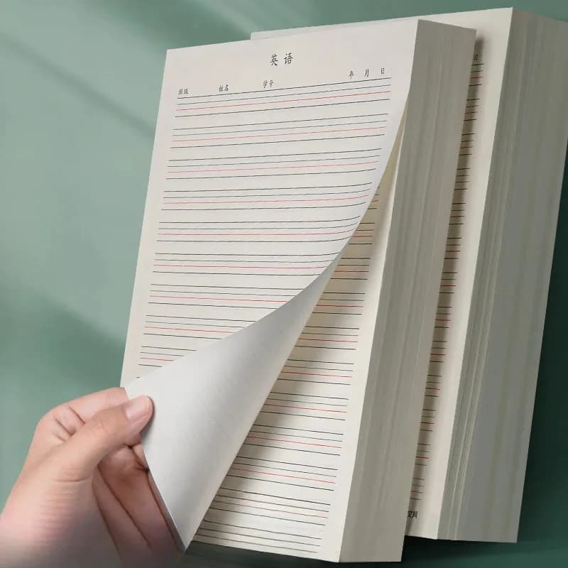 Livre de pratique en anglais, 50 feuilles, grille fine à quatre lignes, Page intérieure vierge, cahier d'exercices d'écriture, devoirs, papeterie scolaire