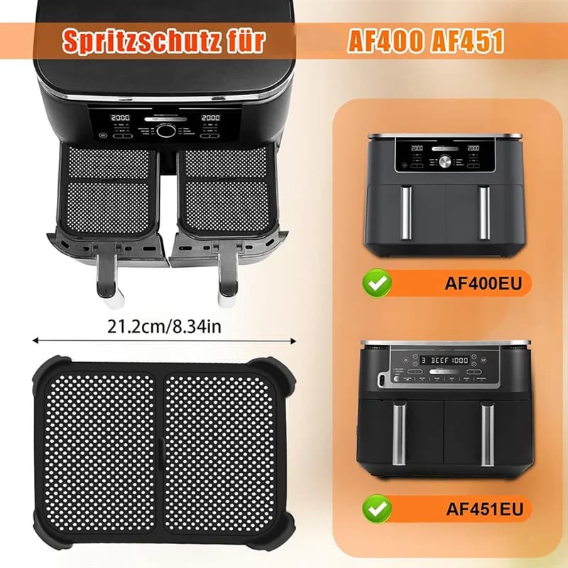 B64B-pour Ninja Foodi Max double Zone AF400EU AF451EU 2 pièces protection contre les éclaboussures en Silicone pour friteuse à Air