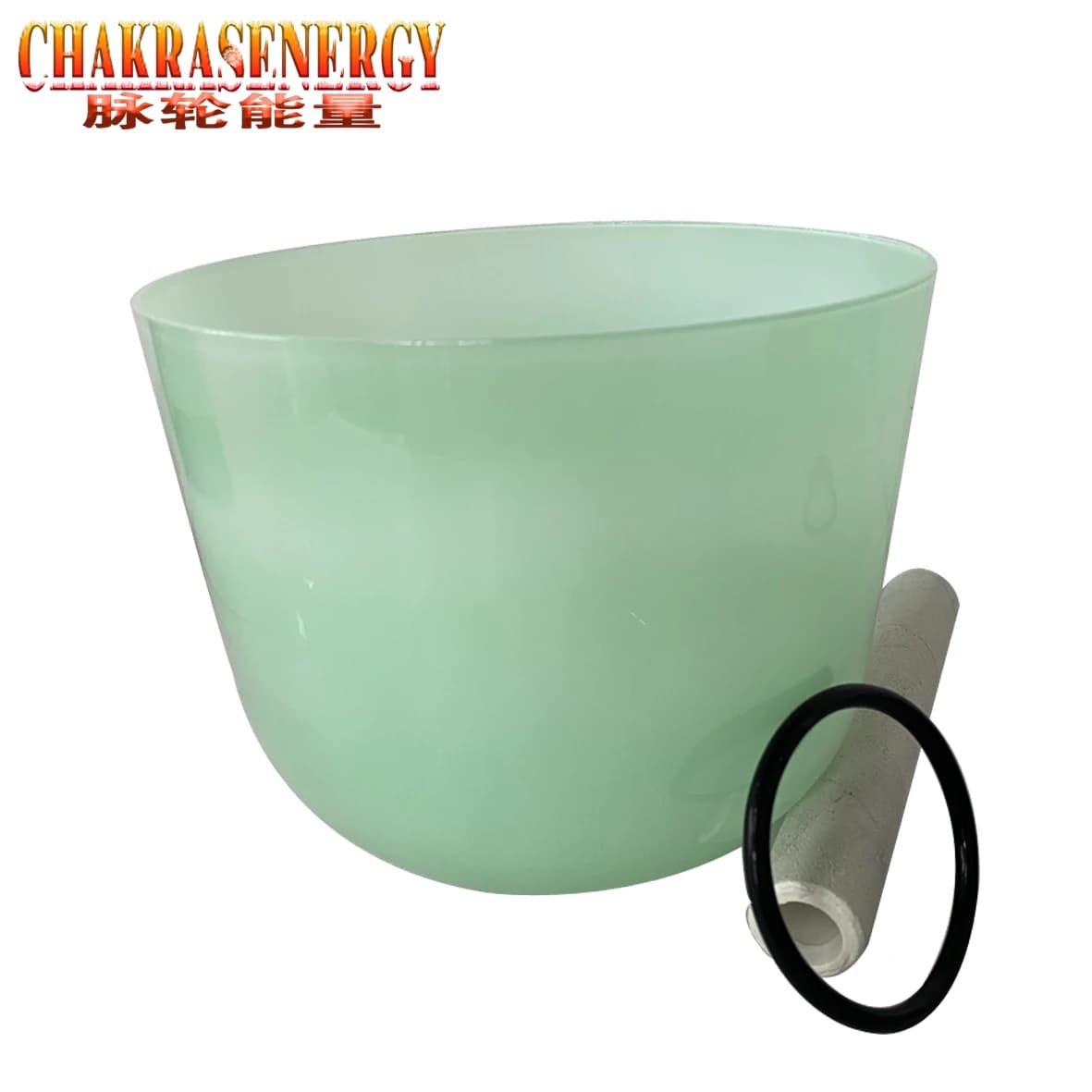 fréquence inférieure grande énergie profonde 2ème octave note musicale F ou F #   note Bol chantant en cristal vert chakra magique d'environ 9,5"