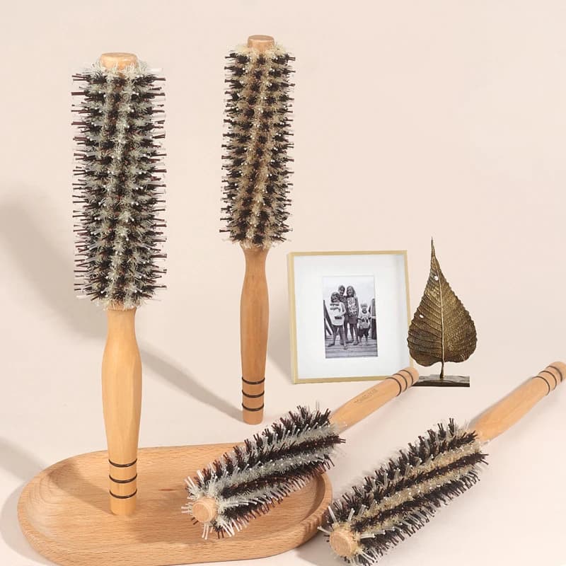 Brosse à cheveux en bois avec poils de sanglier naturels