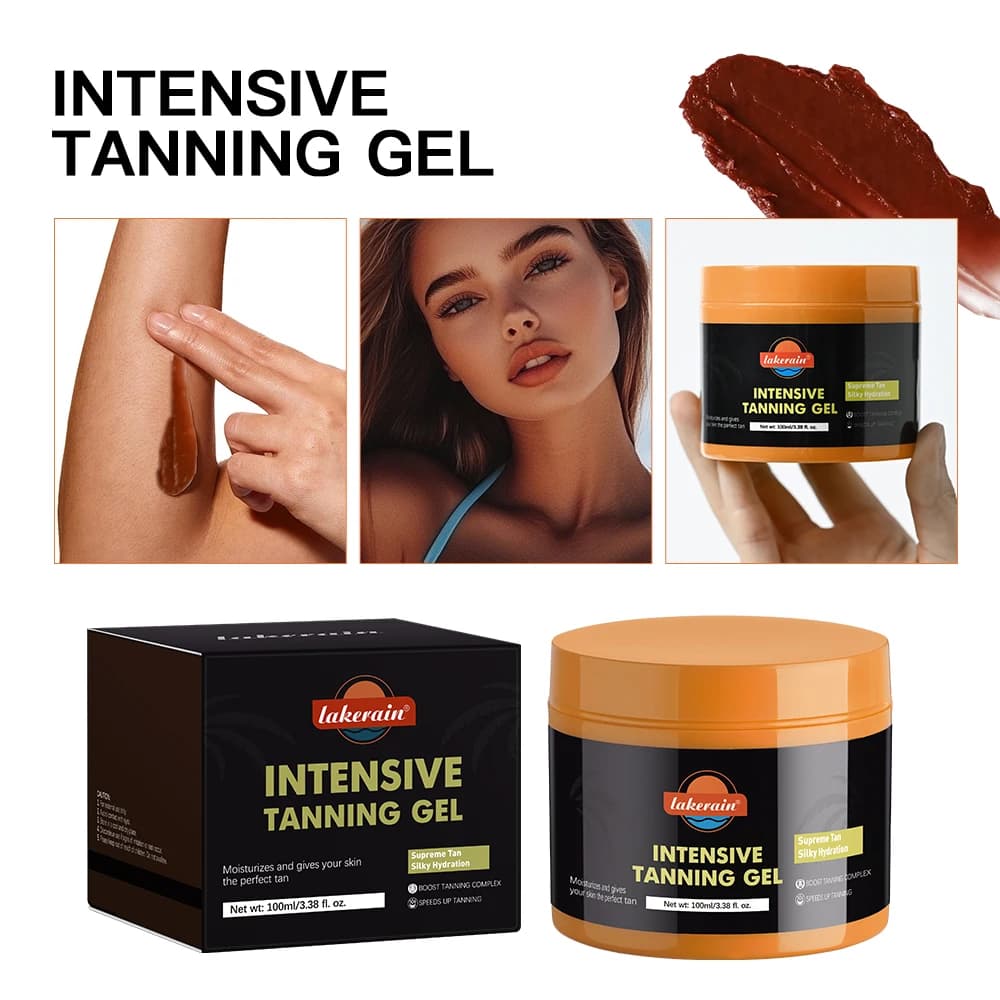 Gel Bronzant Intensif Accélérateur de Bronzage Non Gras Résistant à l'Eau à l'Huile de Coco Hydratant Maquillage Corporel