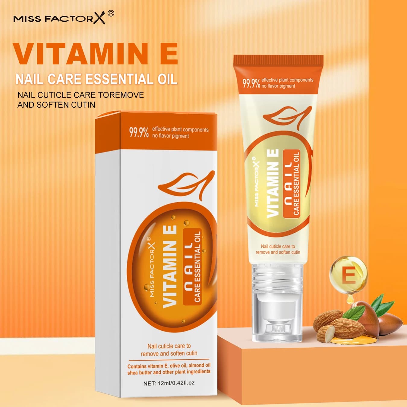 Ongles à ongles à la vitamine E, huiles essentielles pour soins du cuir mort 12 ml contenant une variété de composants végétaux efficaces, perle roulante massa