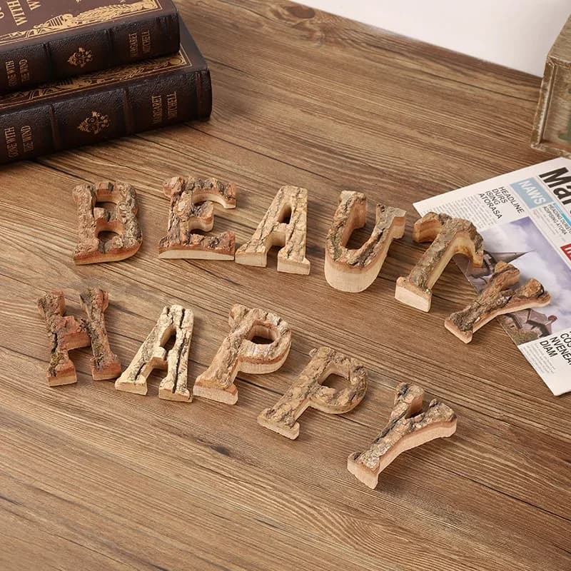 Lettres de l'Alphabet et Chiffres en Bois Massif, Rétro, Vintage, pour Cafétéria, Bar, Décoration de Maison, DIY