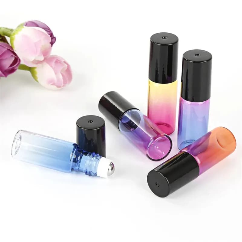 Flacons en verre à bille roulante en métal, flacons pour huile essentielle, parfum de Cologne, test d'échantillon de voyage, 5ml, 30 pièces, 50 pièces, 100 pièces