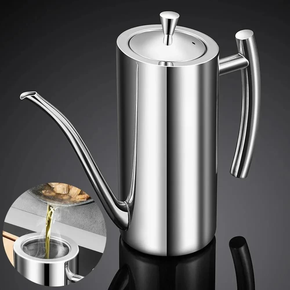 Pot d'huile en acier inoxydable 304, réservoir d'huile de cuisine, Sauce, vinaigre, anti-goutte, anti-poussière, conteneur de stockage d'huile pour stocker des outils de cuisine