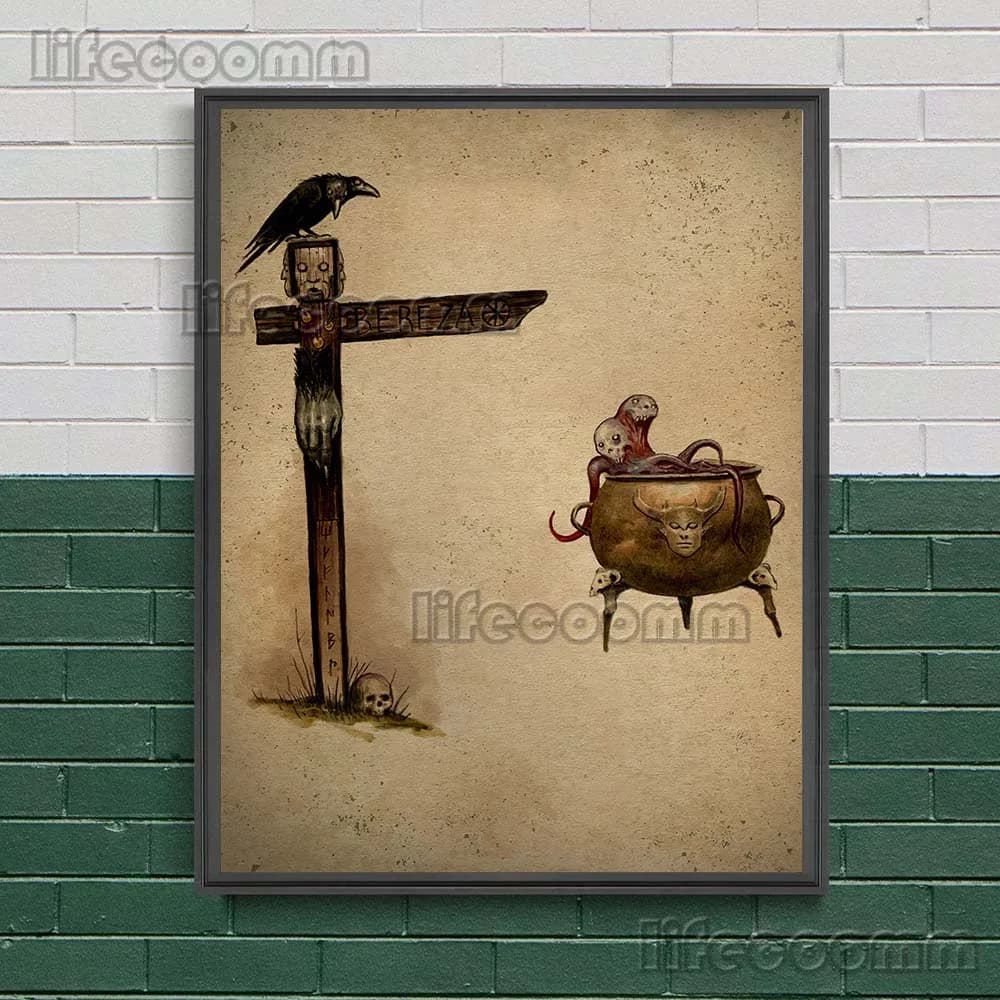 Sorcières chaman anciennes et prêtres fantômes, Art mural Vintage, décoration de maison, peinture sur toile, poupée malédiction, imprimés d'affiches artistiques de sorcellerie