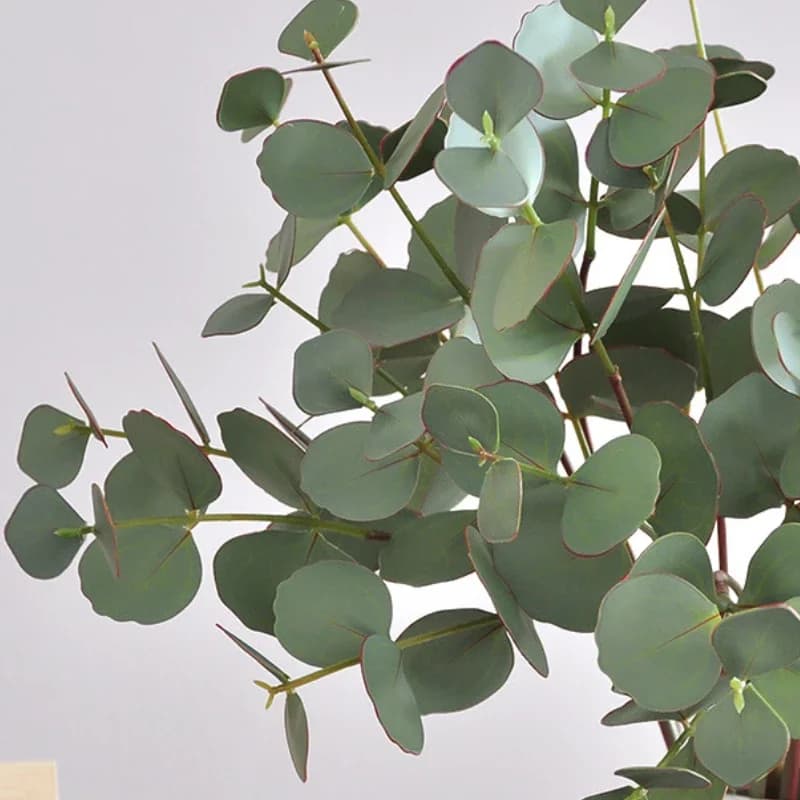 Feuilles d'eucalyptus artificielles pour la décoration de la maison, plantes vertes, feuilles à double couche, feuilles de citron trident, 55cm
