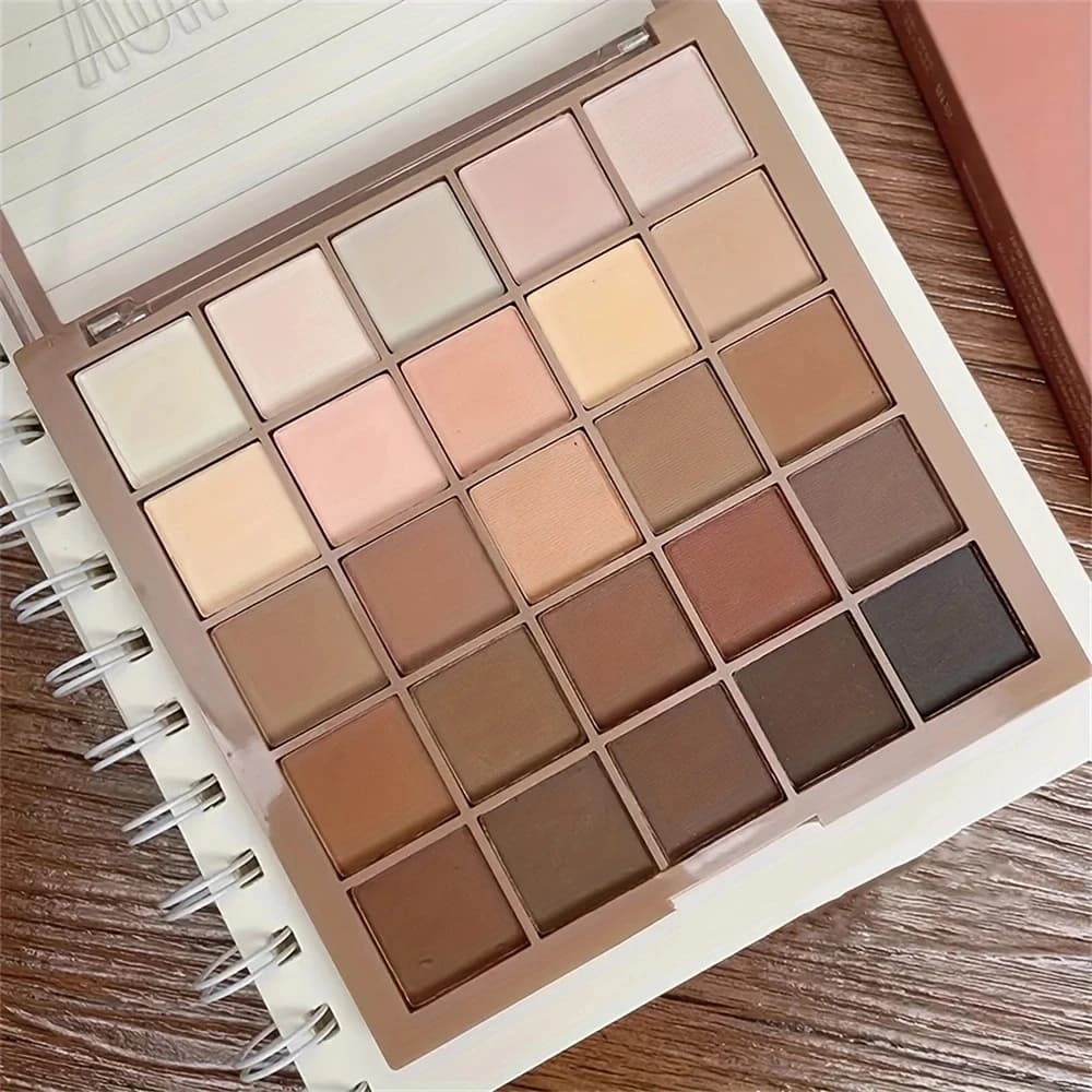 Palette de fards à paupières 25 couleurs - Tons neutres gris et bruns, nuances café et chocolat, pour un look de maquillage polyvalent, du naturel au spectaculaire