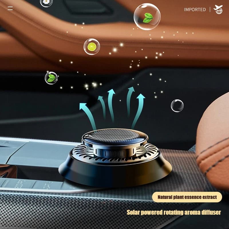 Diffuseur d'huiles essentielles de voiture, ornement d'aromathérapie solaire, accessoires d'intérieur désodorisant rotatifs longue durée