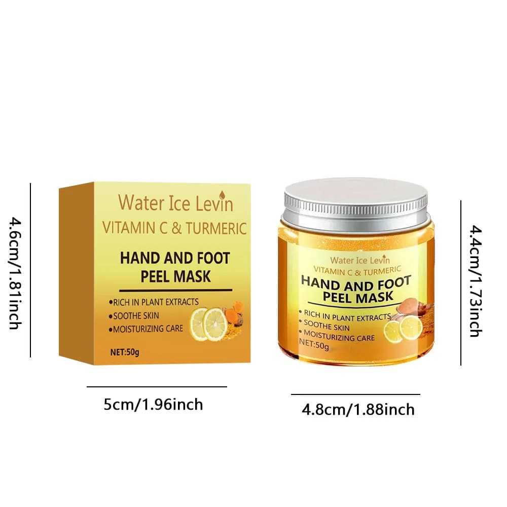 Masque à la cire pour les mains à la vitamine c et au curcuma pour les mains et les pieds, lissant la peau, masque pour les mains nettoyant en douceur, éclaircissant la peau des mains