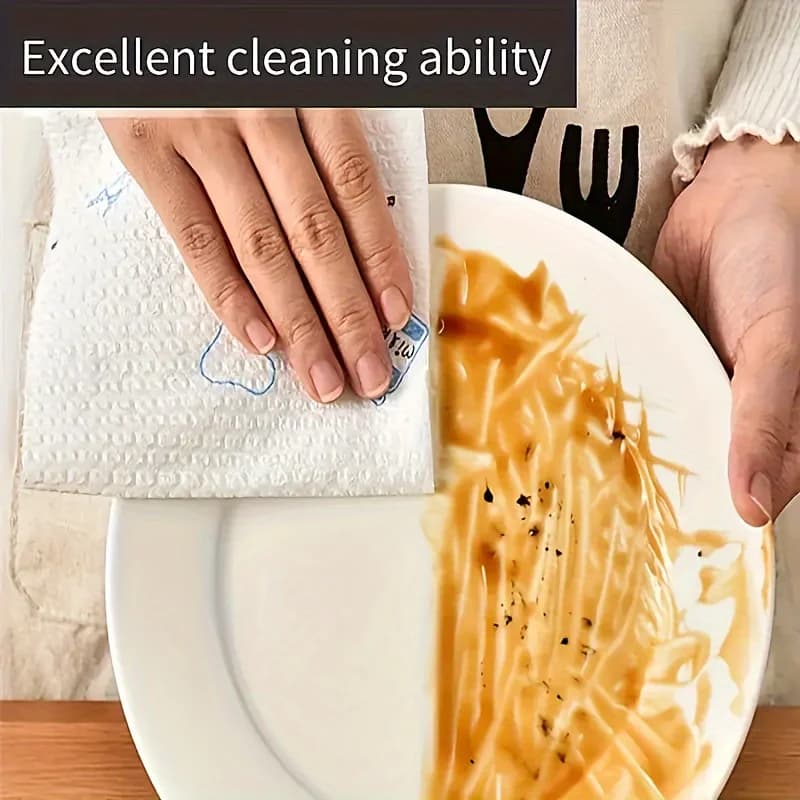 2 rouleaux de chiffons de nettoyage jetables pour la cuisine - Chiffons lavables à usage sec et humide, papier toilette pour la cuisine, produits de nettoyage ménager